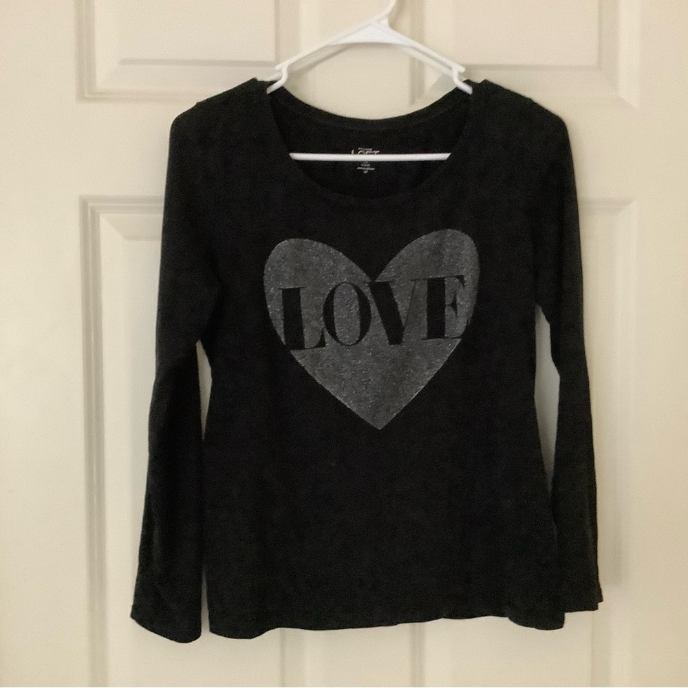 LOFT Black and Gray Short Sleeve Tees Casual Collection